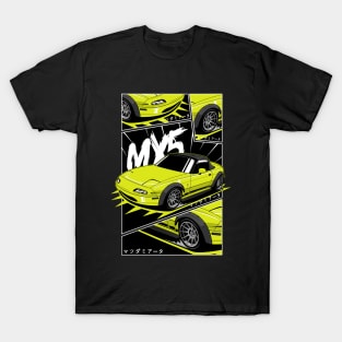 Yellow miata jdm manga style T-Shirt